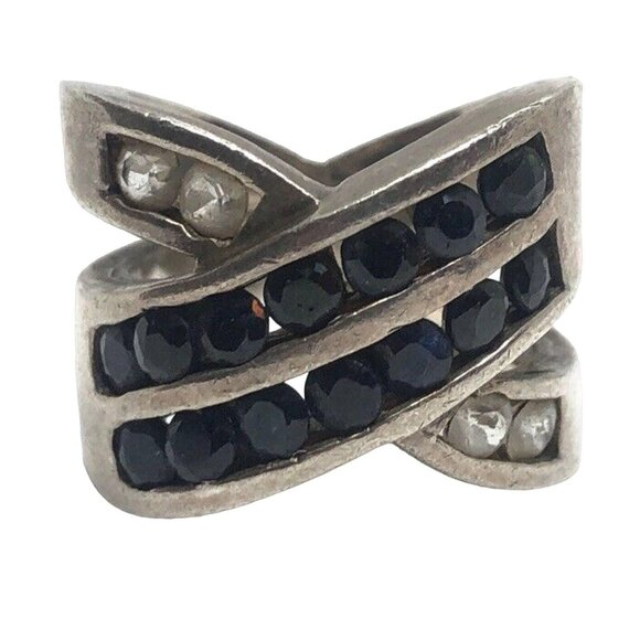Vintage Sterling Silver Ring Size 6 Signed Ca Chateau D’argent Band Sapphire - Picture 1 of 9